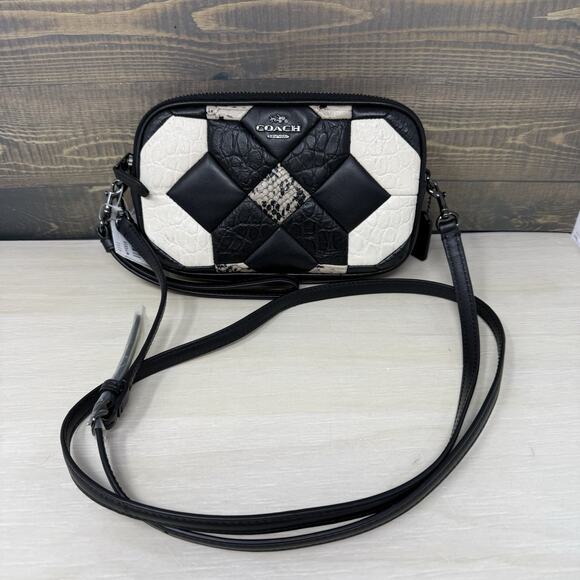 Coach Black Canyon Quilt Exotic Embossed Leather Clutch Crossbody Purse 66140 - Picture 1 of 14
